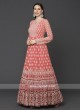 Stylish Peach & Red Color Anarkali Suit